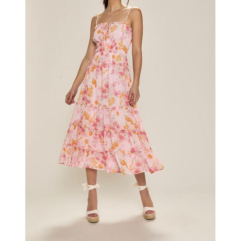 

Заказ для внешней торговли Отпуск Лето Новый Изысканный принт На бретелях Приталенное Идиллическое Элегантная Леди Милое Модное Платье Pink XL