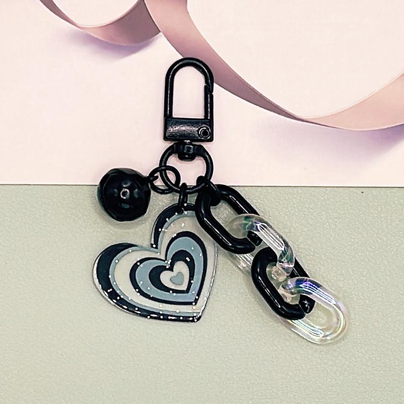 1PC Car Keychain Small Fresh Pendant Bag Hanging Jewelry Colourful Bell Creative Love Chain Keychain Double Layer