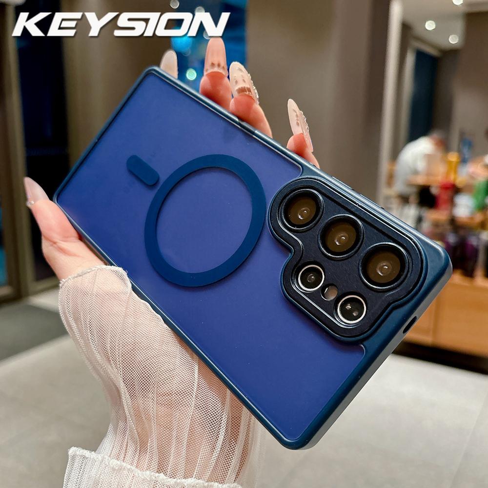 KEYSION Luxury Matte Translucent Magnetic Case for Samsung Galaxy S25 S26 Ultra 5G S26+ S25 FE Shockproof Armor Phone Cover