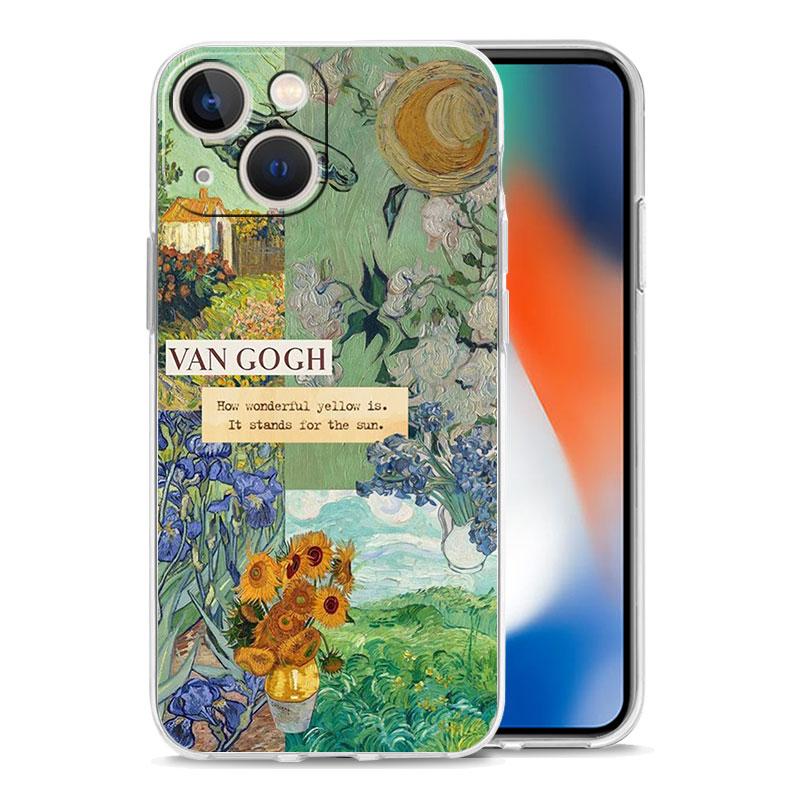 Phone Case For iPhone 15 14 13 12 Mini 11 Pro Max XS X XR 7 8 Plus Clear Shockproof Silicone TPU Cover Starry sky van gogh art