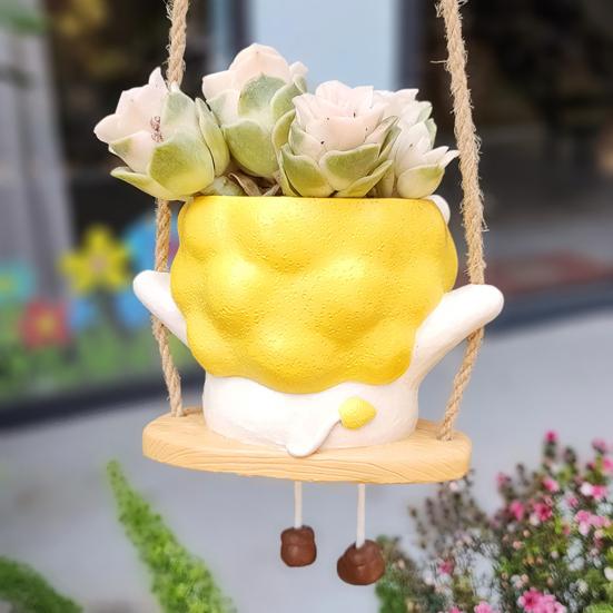 Huśtawka Doniczka Zwierzęca Wisząca na Ścianie Doniczka Kreskówkowa Kapibara Lew Doniczka na Sukulenty Mały Kaktus Dekoracja Wewnętrzna Zewnętrzna