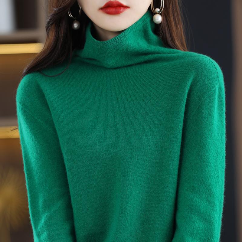 Dámský svetr s rolákem, kašmír Qinghe, 30 % kašmír 70 % vlna, zimní pletený svetr podzimní svetr kašmírový svetr