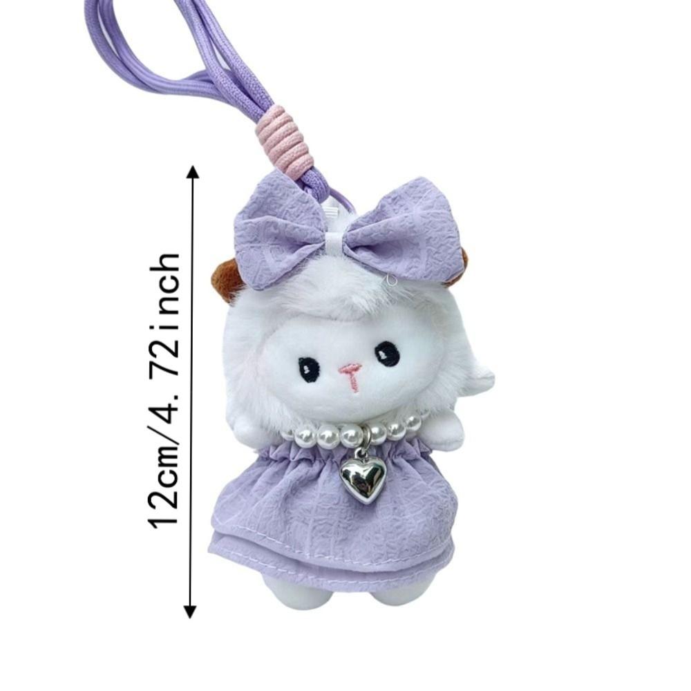 Soft Stuffed Lamb Pendant 12cm Fluffy Animal Keyring Plush Sheep Keychain Chinese New Year Gift