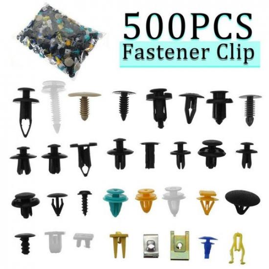 500Pcs Auto Car Mixed Fastener Clip Bumper Fender Trim Plastic Rivet Door Panel