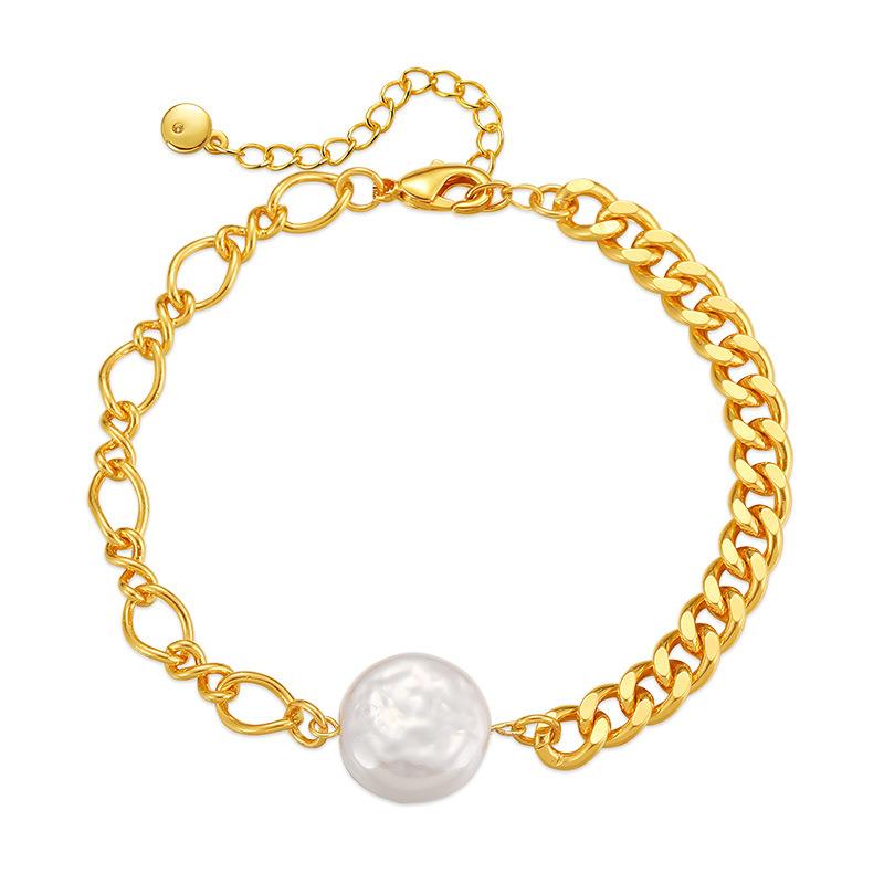 Irregular Natural Shell Pearl Bracelet Pearl Pendant Splicing Chain Women Fashion Jewelry