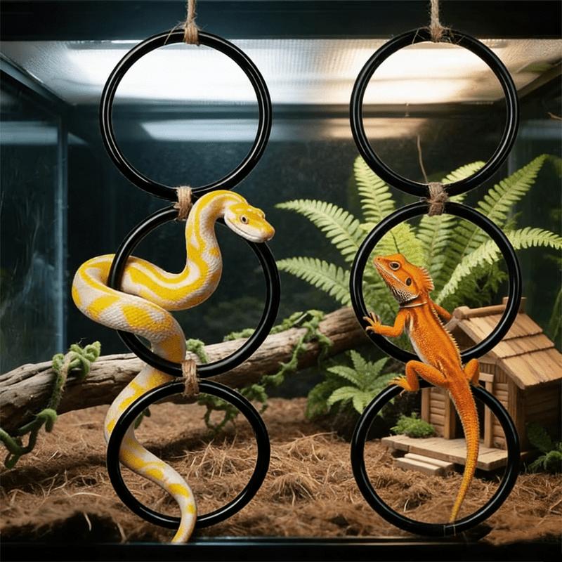 

Reptile Climbing Ring Hanging Toy Flexible Black Circle Climber Frame for Snake Bearded Dragon Lizard Terrarium Decor Gift