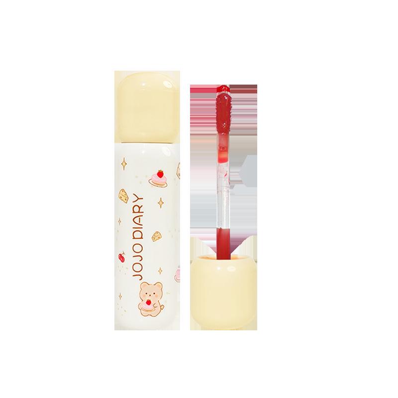 JOJO DIARY Puderquaste Bär Lipgloss: Klarer, praller, niedrig pigmentierter Glanz für natürliche, studentenfreundliche Lippen