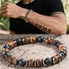Men's Lava and Wood Bead Bracelet, Embellished with Hematite, Natural Stone Jewelry That Combines Energy,suitable for Daily Wear