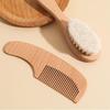 Baby Brush Comb Set with Natural Wood Handle and Soft Animal Suitable for Newborns and Gentle Scalp Perfect As a Baby Shower & Bristles. Up. Care.