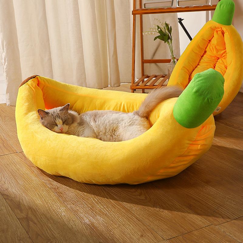 Thickened Banana Carrot Dog Nest Winter Warm Sleeping Kitten's Nest Detachable Cleaning Cat Bed Breathable Comfortable Cat Beds