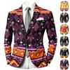 Men's Business Casual with Lapel Long Sleeve Halloween Print for Fall Winter (Tie and Pocket Square Not Included)