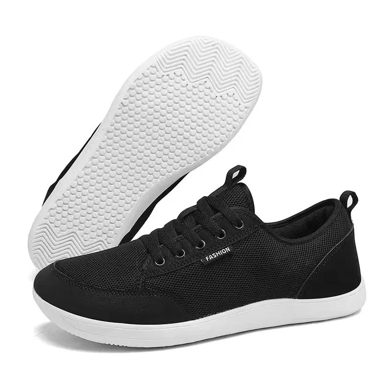 Fashionable Men'S Wide Footed Shoes Breathable Barefoot  Flat Shoes Comfort Non Slip Light Gray Mesh Walking Shoes  Sell