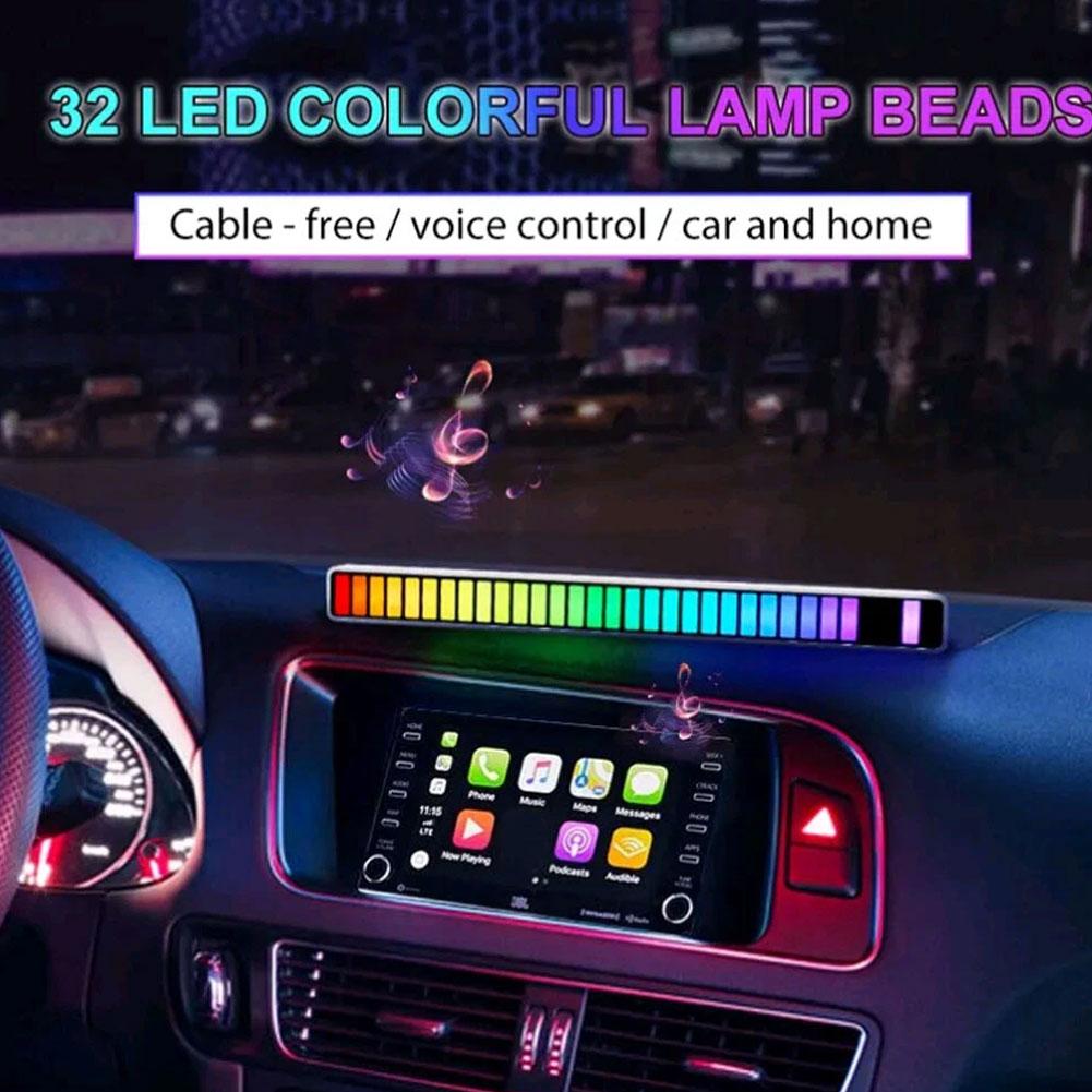 New 1pcs PickUp LED Bar Voice Controlled Light Rechargeable Atmosphere Car Magnetic Rhythm Music Light Q8V2