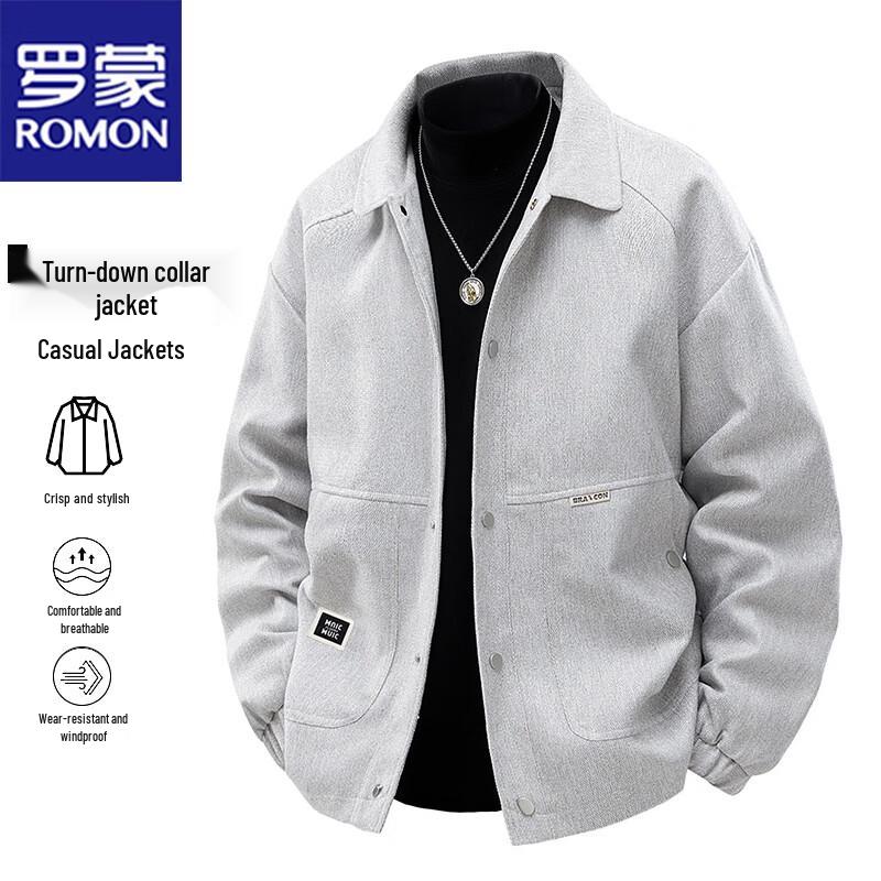 ROMON Men's Plus Size Casual Retro Lapel Jacket