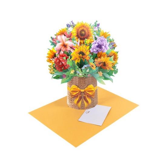 

Flower Pop Up Cards 3D Greeting Card Flower Bouquet with Envelope And Note for Mother s