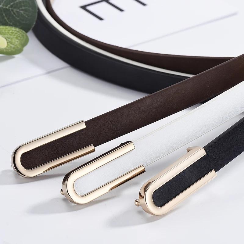 Women's Belt Fashion U-shaped Snap Button Thin Belt Versatile In All Seasons and Simple Youth Belt Paired with Jeans Women Belt