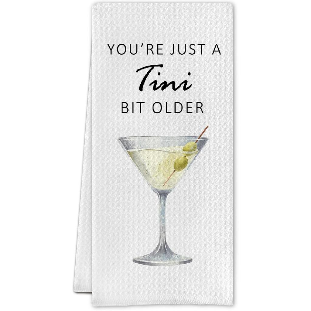Martini Kitchen Towels,Funny Martini Dish Towels,Martini Gifts for Women,Martini Decor for Party Kitchen Bar Pub,16X24 Inches