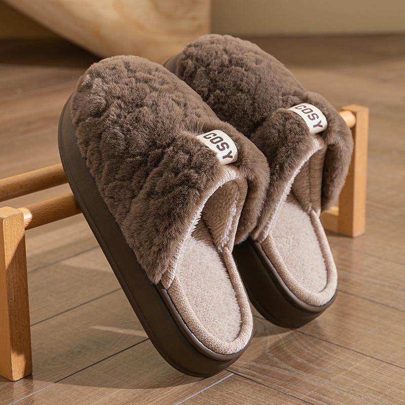 Heel Cotton Slippers 2025 New Winter Piled Thickened Indoor Home Warm Couple Wear Plush Cotton Shoes