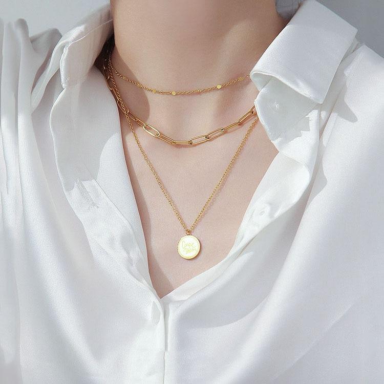 Senior Fashion Geometric Women Pendant Necklaces Joker Fine Gold