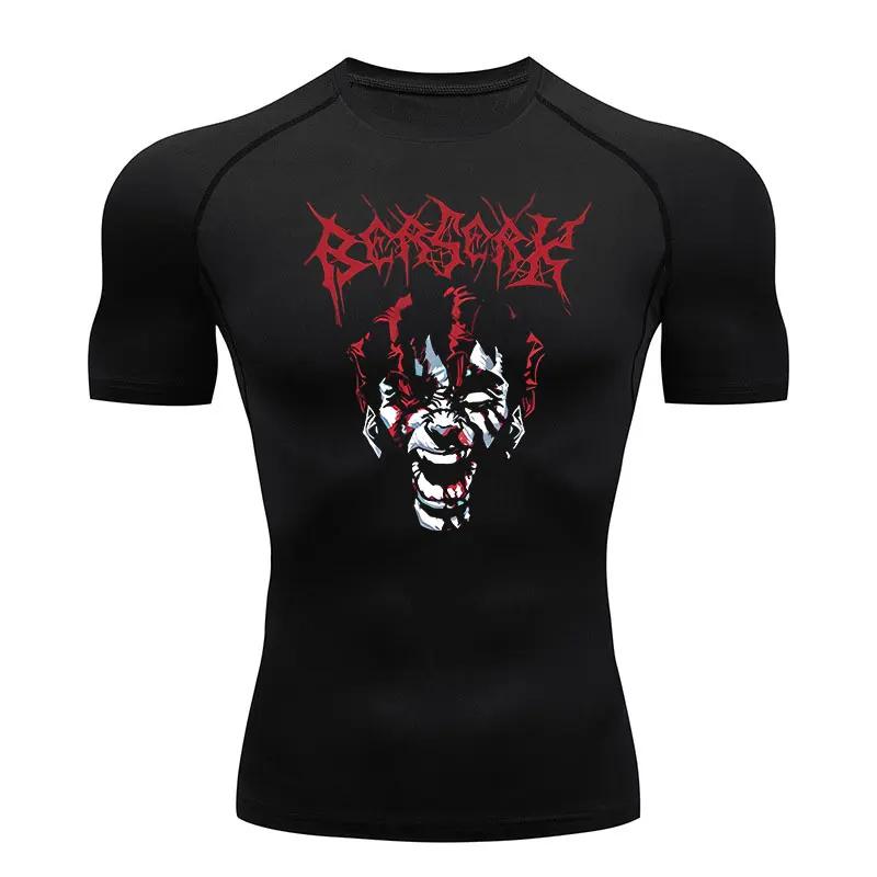 Compression Shirt Man Gym Anime Berserk Fitness Gym Sport Running T-Shirt Rashgard Tops Quick Dry Short Sleeve T-Shirt For Men