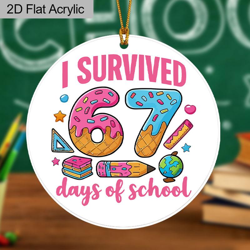 

2D Flat Acrylic 67 Day School Decoration, Indoor and Outdoor Decoration - No Need for Batteries/electricity, Store Decoration, Durable Outdoor Decorat 8*8cm