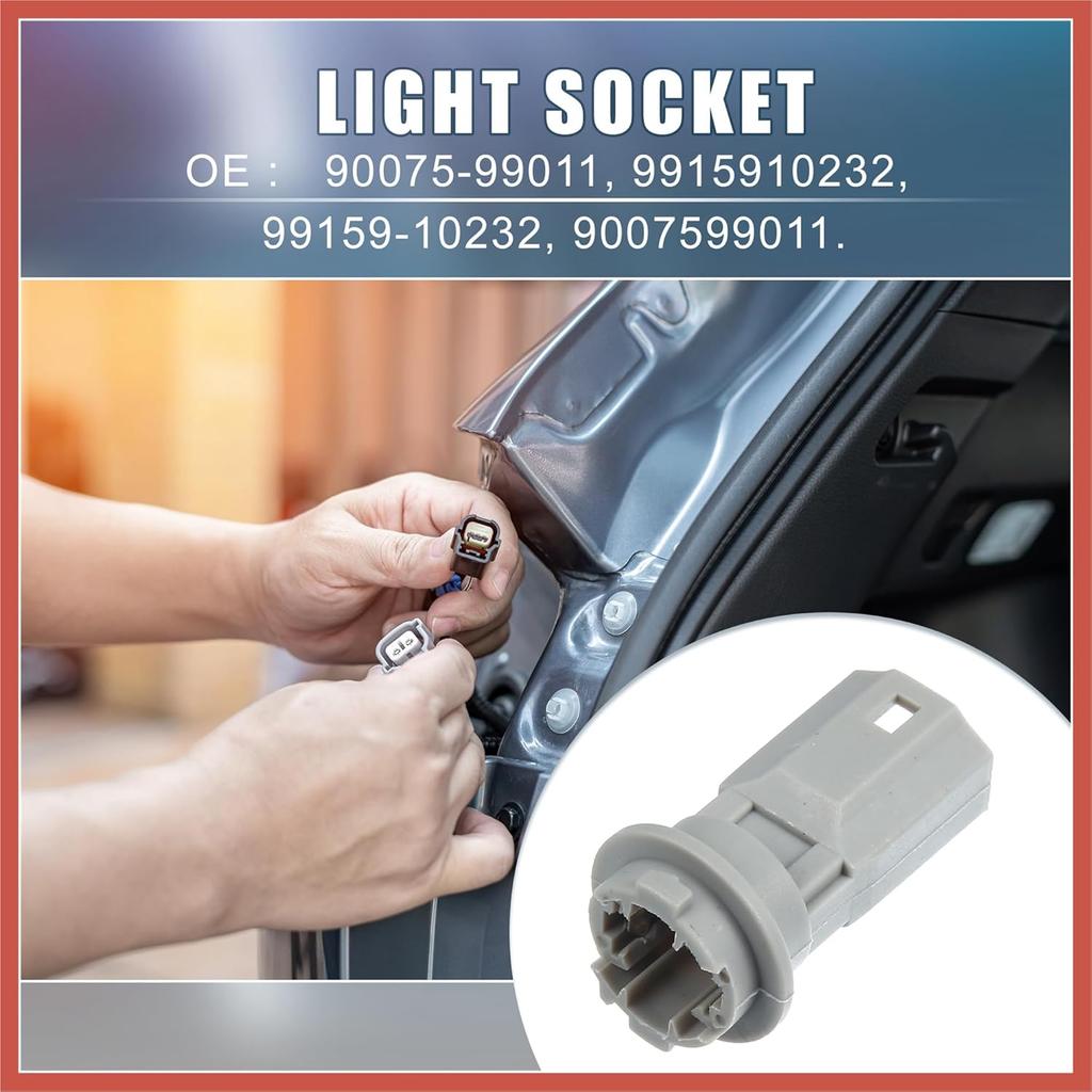 ACROPIX License Plate and Rear Side Marker Light Bulb Socket Connector 90075-99011 for Toyota RAV4 16-18 for Toyota Prius 04-15 Plastic Gray Car
