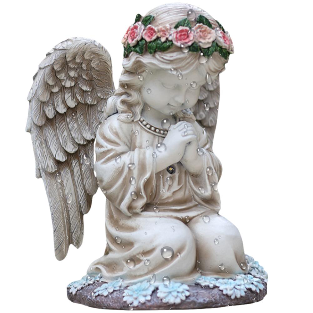 Luce Statua Angelo Solare Statua Angelo in Preghiera Accensione Automatica Scultura Angelo Decorativa Luce LED Angelo da Giardino per Decorazione Casa