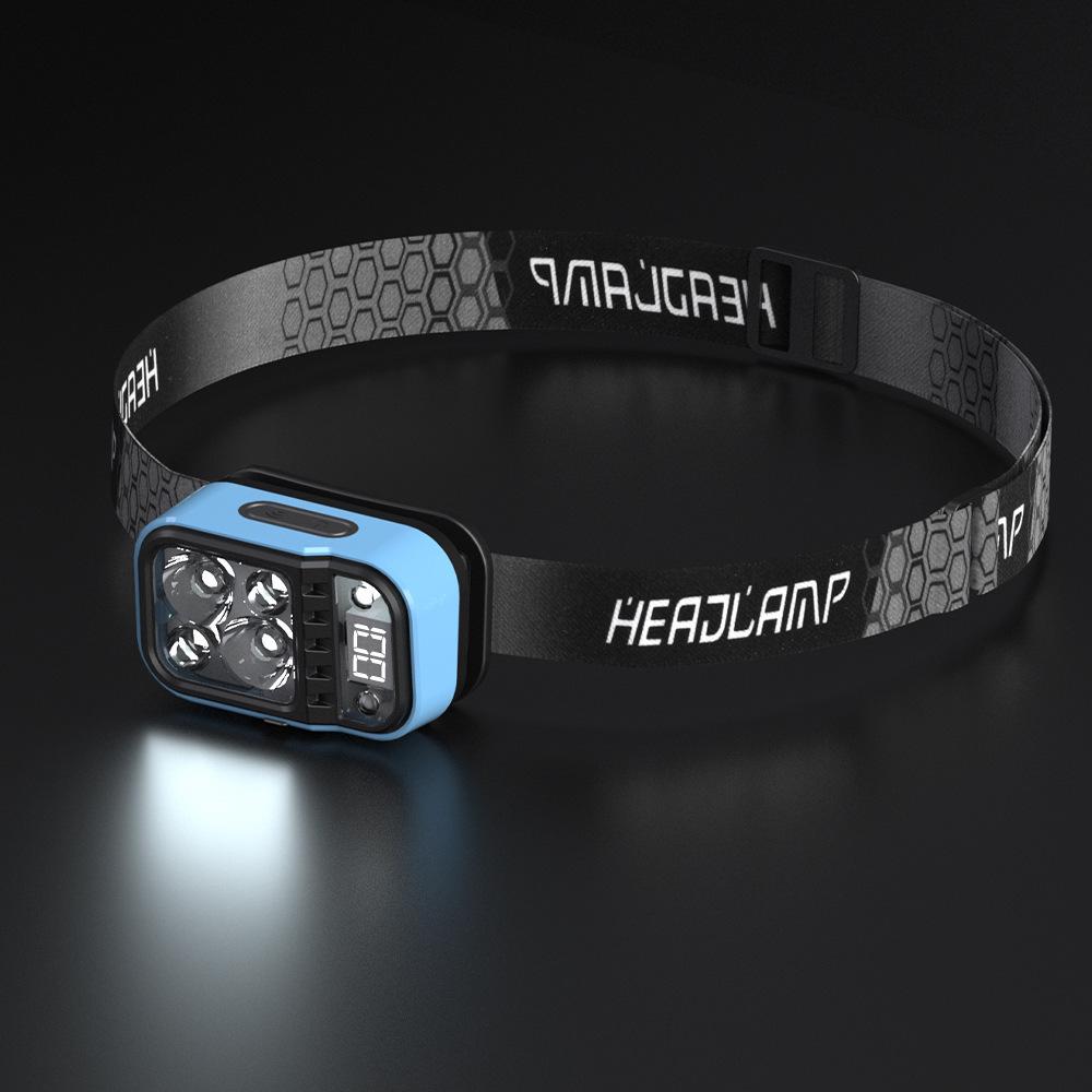 LED Headlamp with USB Charging, Digital Display for Outdoor Activities like Running, Cycling, & Fishing - Lightweight, Cross-Border Induction Design