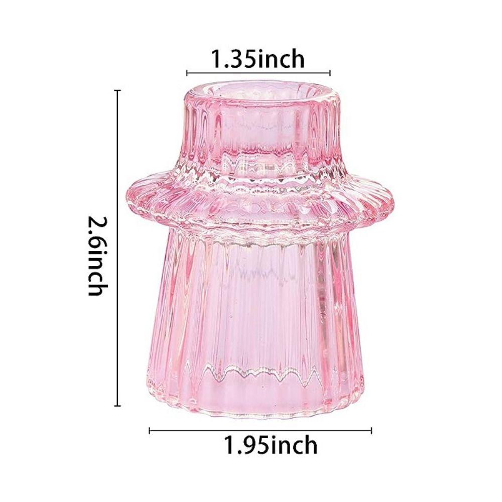 Clear Double Head Candle Holder Vertical Pattern Glass Candle Holder  Home Decoration