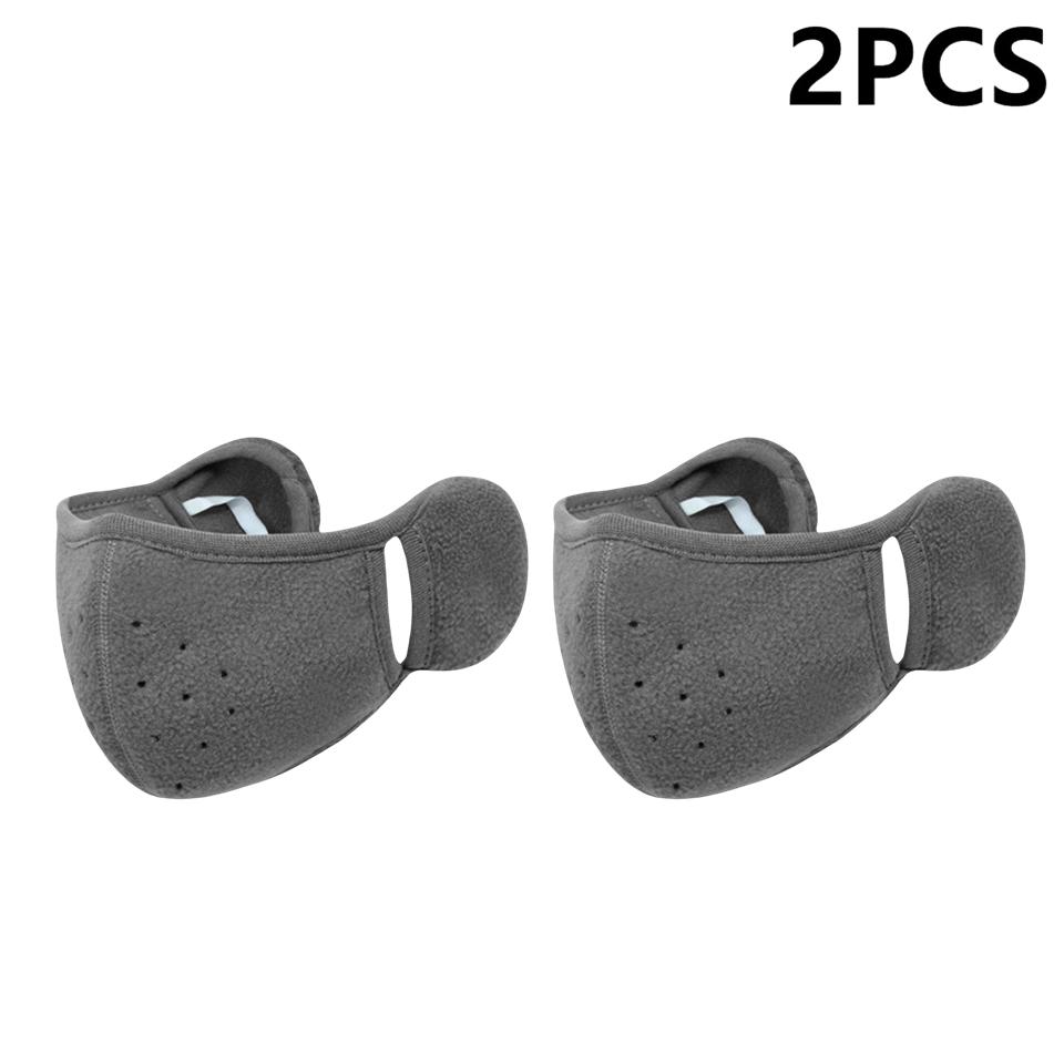 2Pieces Winter Fleece Earmuffs with Windproof Mouth Cover Unisex Warm Ear Warmer Breathable Face Mask for Outdoor Activities