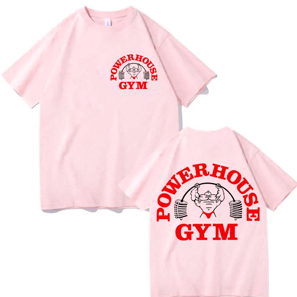 Powerhouse Gym Double Sided Print Tshirt High Street Fashion Trend Short Sleeve T Shirts Men Women Casual Loose Cotton Tshirts