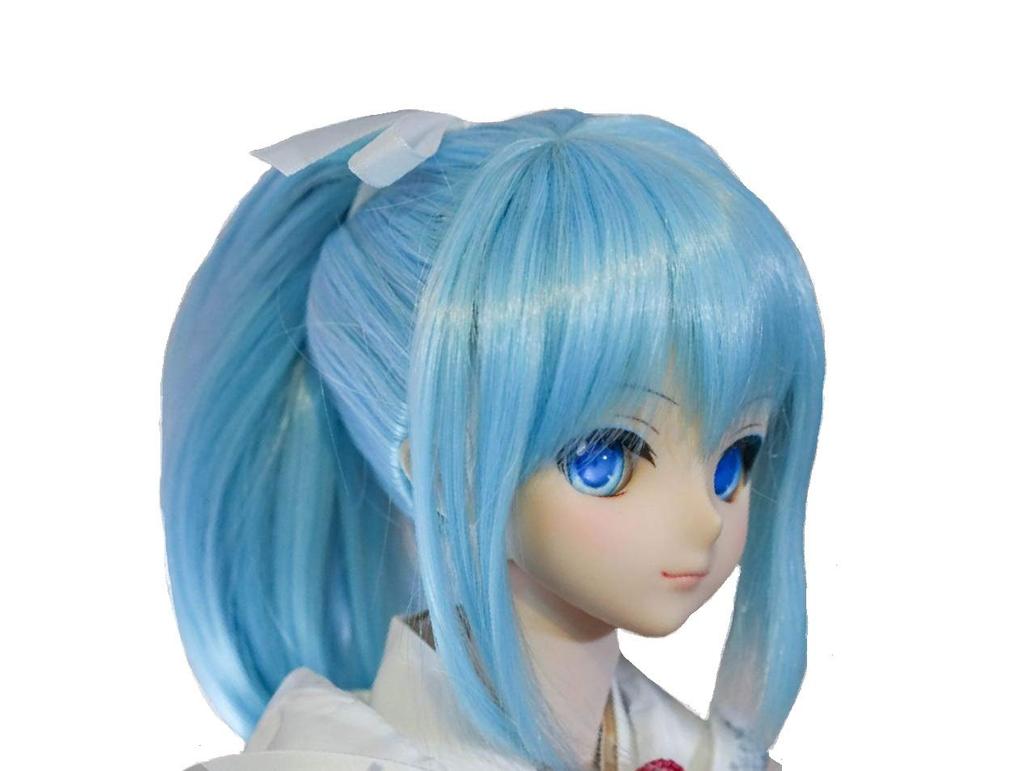 YR EARTH Doll MDD Heat-Resistant Wig, 8-9 Inch, Ponytail, 1/3 BJD, SD, DD, (Blue Silver)