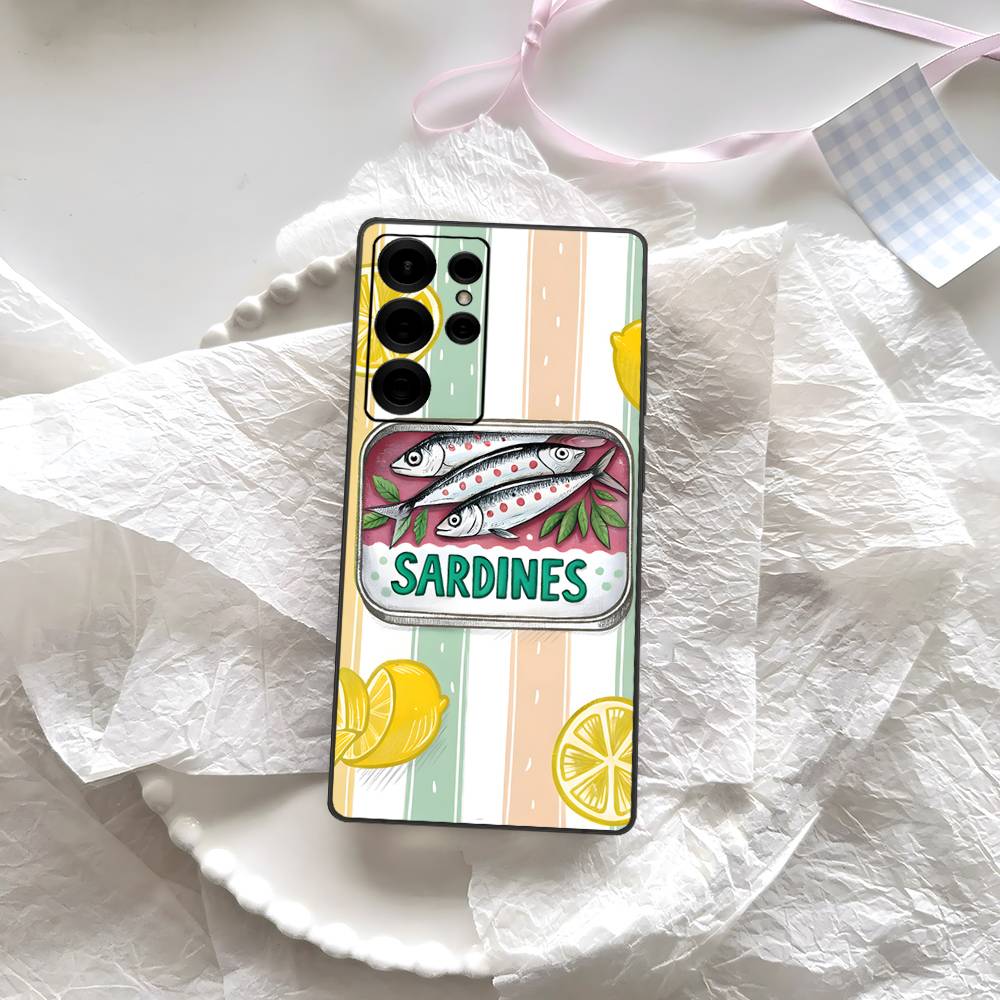 Sardines Phone Case For Samsung S 24 Fe 25 Ultra Plus 20 Lite 21 30 22 23 24 22 Ultra 5G Fundas