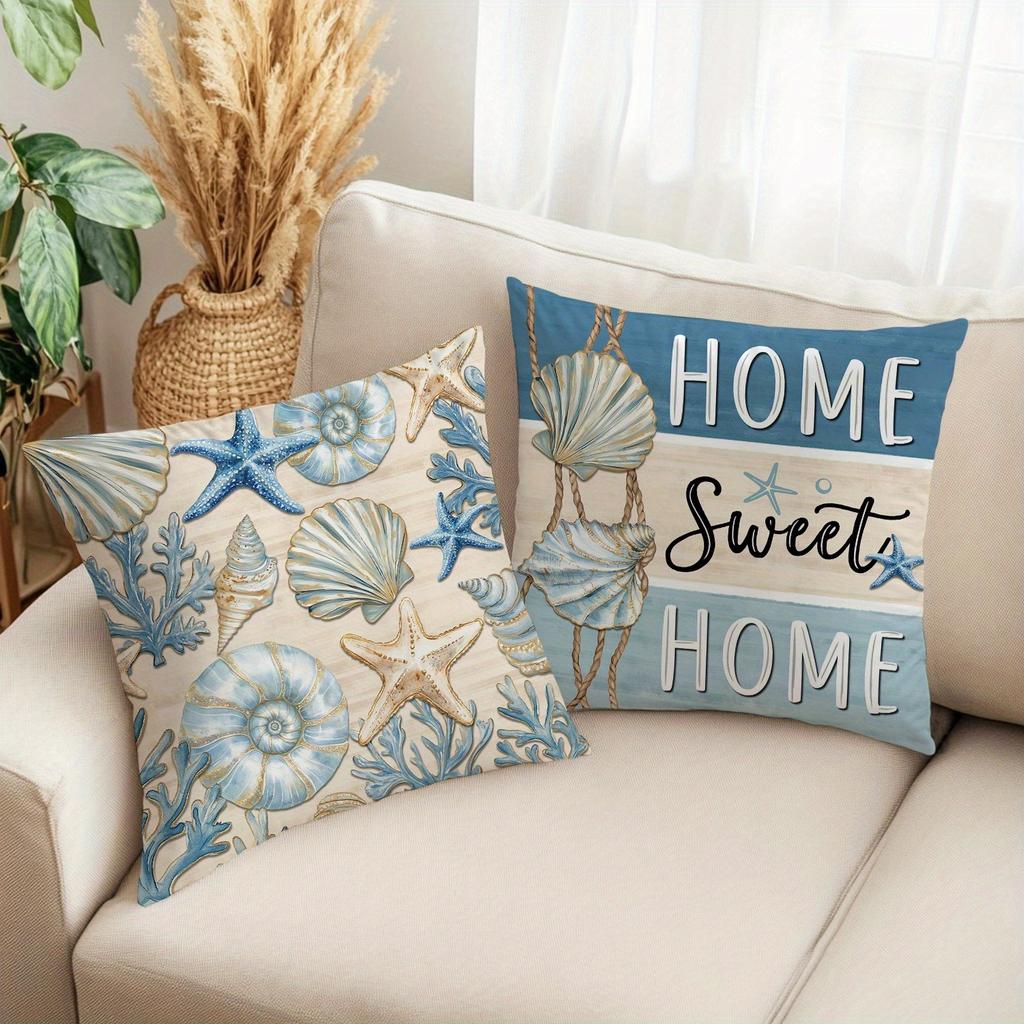 Nautical Shell - inspired Pillow CoversLiving room sofa cushion cover, soft and comfortable, bedroom room decoration