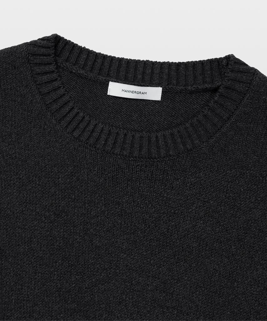 MANNERGRAM Upw Washable Cotton Round Short Sleeve Knit Dark Gray