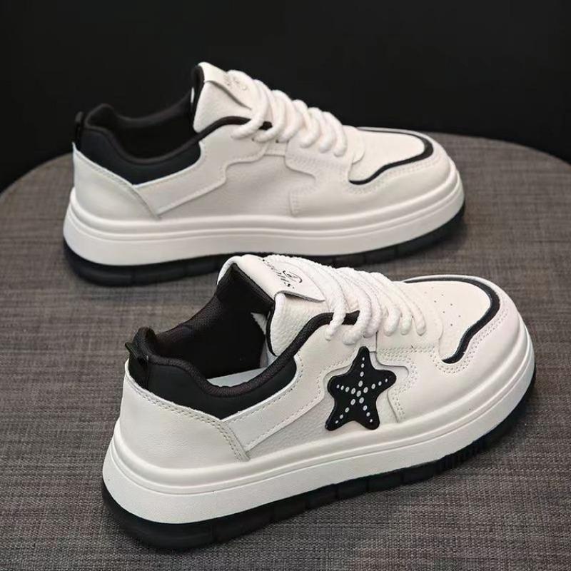 Little white shoes women's spring new trendy thick-soled casual star sports shoes student height-increasing board shoes women
