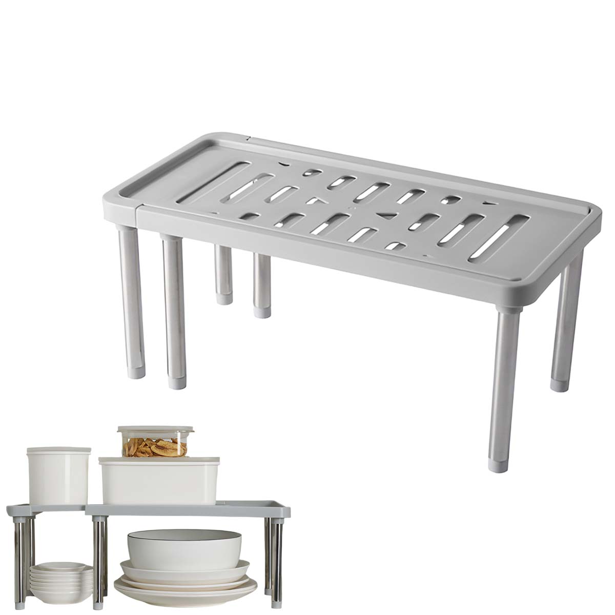 Telescopic storage rack, kitchen seasoning bottle storage rack, cabinet sorting rack, double-layer countertop storage rack