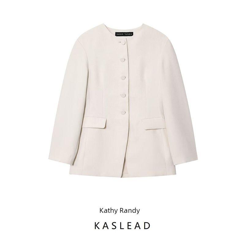 Kaslead New Women clothes Western Style Fashion Simple and Versatile Collarless Blazers 1290948