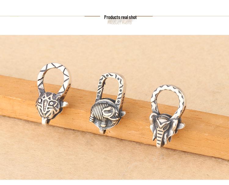 Tingxiang S925 Sterling Silver Retro Animal Clasp for Pearl Necklace & Bracelet DIY Jewelry.