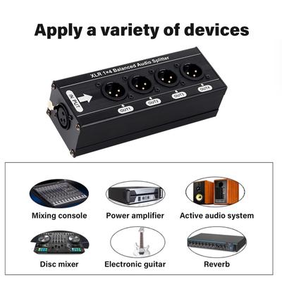 4-Kanal-Sound-Splitter Netzwerkkabel-Extender Isolator Gemeinsamer Massepunkt Störungsisolation 1 rein 4 raus 3-Pin Splitter