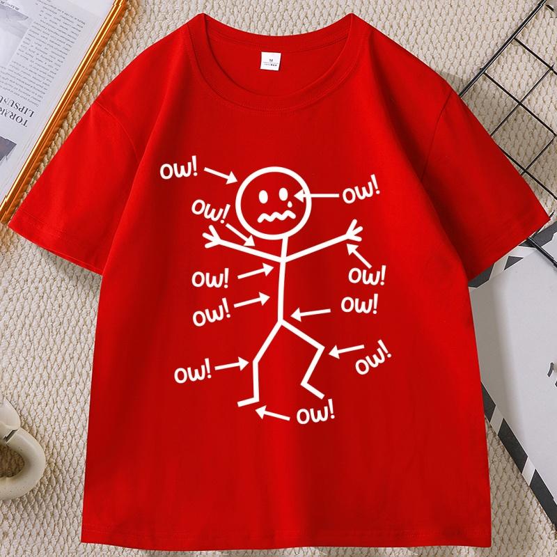 

Funny Stick Figure Ow TShirt Sarcastic Pain Humor Graphic Tee Unisex Printed Graphic Tees Streetwear Clothing Unisexs Clothes S