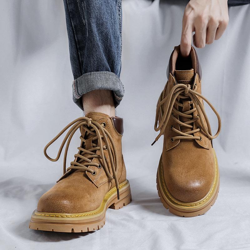 Martin boots 2025 spring and autumn new platform men's big head British style short boots medium help rhubarb boots 6516-R