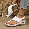 Sandales à talon compensé et string pour femmes, Fermeture à scratch réglable, Chaussures décontractées confortables pour le quotidien