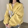 Koreanische Chic Y2k Lose Zip Up Pullover Frauen Herbst Dicken Stil Casual Brief Drucken Kleidung Neue Harajuku High Street Solide tops