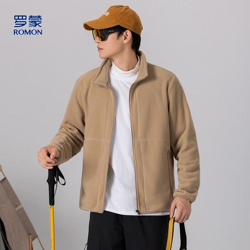 ROMON Men's Stand-Collar Double-Sided Fleece Jacket