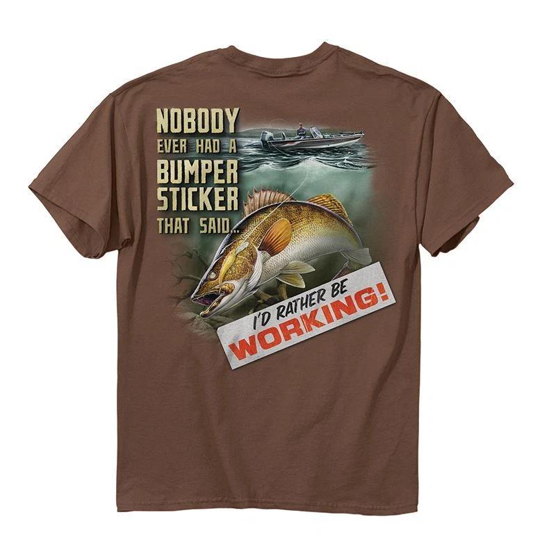 Funny Fishing Walleye Buckwear Tee Nobody ever had a Bumper Sticker thad said.. 4XL