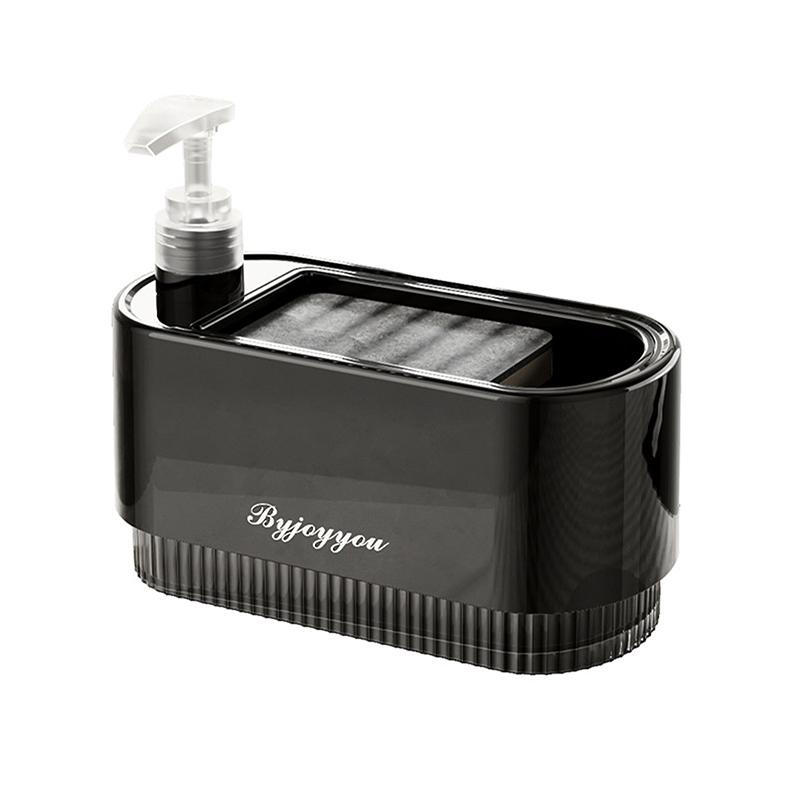 

Набір диспенсерів для мила для рук та посуду Диспенсер для миючого засобу Тримач для губки 2-в-1 Настільний диспенсер-помпа для мила для кухонної раковини чорний