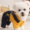 Jijijing Stylish Sweatshirt Dog Jumpsuit, Four Legged Outfit, Cute Bear Embroidery, Denim Romper Pants Onesie Clothes for Small Dogs