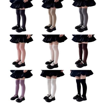 Stylish Children's Knee High Socks Soft and Breathable Above Knee Stockings Solid Non Slip Thickened Bottom Warm Socks
