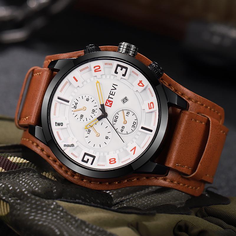 Takvimli Şık Avrupa ve Amerikan Erkek Büyük Kadranlı Saat - Öğrenciler ve Özel Kuvvetler için Trend Kore Havası